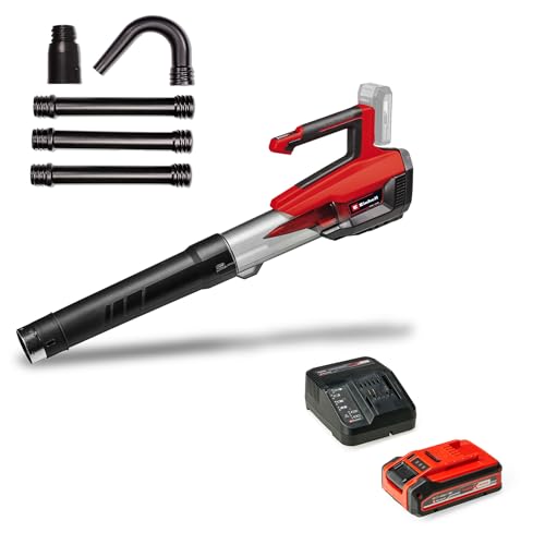 Einhell Akku-Laubbläser GP-LB 18/200 Li GK Power X-Change (18V, Axial-Impeller-Technologie, Blasleistung 670 m³/h, Dachrinnen-Reinigungsset, inkl. 4,0 Ah Akku & Ladegerät) von Einhell