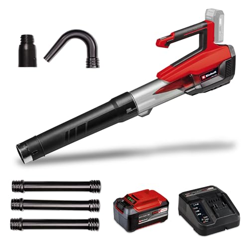 Einhell Akku-Laubbläser GP-LB 18/200 Li GK Power X-Change (Li-Ion, 18V, Axial-Impeller-Technologie, Blasleistung 670 m³/h, Dachrinnen-Reinigungsset, inkl. 5,2 Ah Akku & Ladegerät) von Einhell