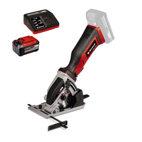 Einhell Akku-Mini-Handkreissäge TE-CS 18/89 Li Power X-Change (18 V, Li-Ion, 2500 min-1, 28 mm Schnitttiefe, 89 mm Sägeblattdurchmesser, inkl. 5,2 Ah Akku und Fastcharger) von Einhell