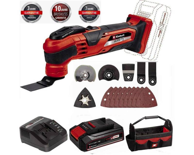 Einhell Akku-Multifunktionswerkzeug Multifunktionswerkzeug VARRITO 18V Akku 2.5 Ah, Ladegerä, Bag von Einhell