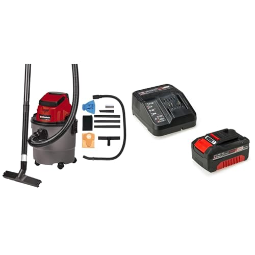 Einhell Akku-Nass-Trockensauger TC-VC 18/15 Li Power X-Change (Li-Ion, 18 V, Kunststoffbehälter 15 l, 4 Rollen, inkl. Saugschlauch, div. Filter, inkl. 4 Ah Akku und Ladegerät) von Einhell