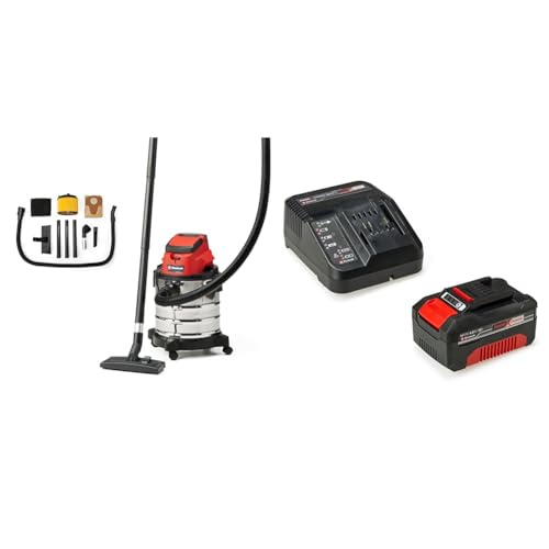 Einhell Akku-Nass-Trockensauger TC-VC 18/20 Li S Power X-Change (Li-Ion, 18 V, 20 l-Edelstahlbehälter, inkl. Saugdüsen Teppich- und Glattböden, Fugendüse, Polsterdüse, inkl. 4,0 Ah Akku und Ladegerät) von Einhell