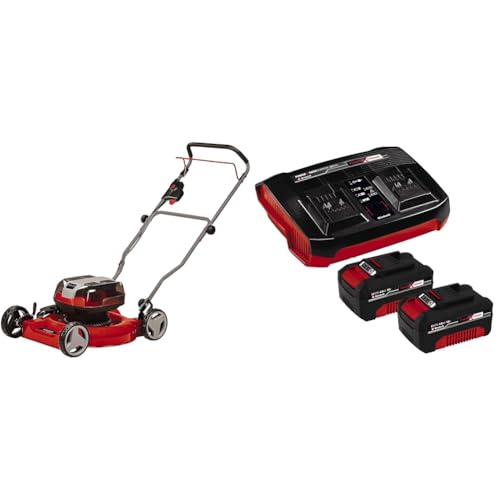 Einhell Akku-Rasenmäher GE-CM 36/48 Li M Power X-Change (Li-Ion, 36 V, Double Twin-Pack-Technologie, Mulchrasenmäher, Highwheeler, bürstenloser Motor, inkl. 2x 4 Ah Akku und Twincharger) von Einhell