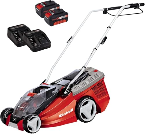 Einhell Akku-Rasenmäher GE-CM 36 Li Kit Power X-Change (36 V, 36 cm Schnittbreite, bis 350 m², Brushless, 40L Fangkorb, 25-75 mm Schnitthöhe, inkl. 2x 3,0 Ah-Akku und 2x Ladegerät) von Einhell