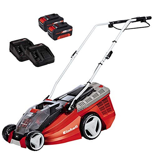 Einhell Akku-Rasenmäher GE-CM 36 Li Kit Power X-Change (36 V, 36 cm Schnittbreite, bis 350 m², Brushless, 40L Fangkorb, 25-75 mm Schnitthöhe, inkl. 2x 3,0 Ah-Akku und 2x Ladegerät) von Einhell