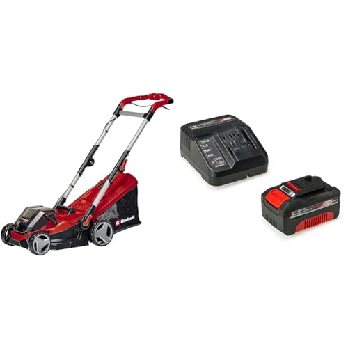 Einhell Akku-Rasenmäher GE-cm 36/34-1 Li Power X-Change (Li-Ion, 2X 18 V, 33,5 cm Schnittbreite, 5-stufige zentrale Schnitthöhenverstellung, 30 L Fangsack, inkl. 4,0 Ah Akku und Ladegerät) von Einhell