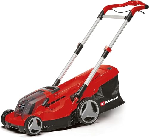 Einhell Akku-Rasenmäher GP-CM 36/450 Kit Power X-Change (36 V, 38 cm Schnittbreite, 450 m², Brushless, Mulchfunktion, 45 L Fangsack, inkl. 2 x 4,0 Ah Akkus + Twincharger) von Einhell