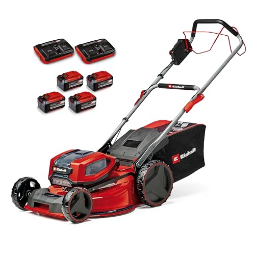 Einhell Akku-Rasenmäher GP-cm 36/52 S Li BL Kit Power X-Change (36 V, 52 cm Schnittbreite, bis 1200 m², Brushless, 65 L Fangkorb, Radantrieb, inkl. 4X 5,2 Ah + 2X Twincharger) von Einhell