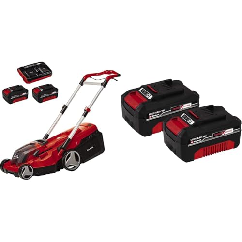 Einhell Akku-Rasenmäher RASARRO 36/38 Kit Power X-Change (36 V, 38 cm Schnittbreite, 450 m², Brushless, Mulchfunktion, 45L Fangkorb, inkl. 4X 4,0 Ah Akkus + Twincharger) von Einhell