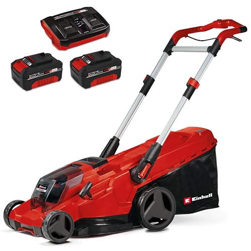 Einhell Akku-Rasenmäher RASARRO 36/42 Kit Power X-Change (36 V, 42 cm Schnittbreite, bis 550 m², Brushless, Mulchfunktion, 50L Fangkorb, inkl. 2x 4,0 Ah Akkus + Ladegerät) von Einhell