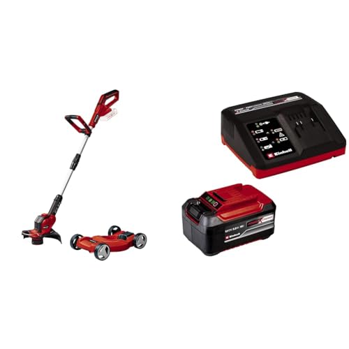 Einhell Akku-Rasentrimmer GE-CT 18/28 Li TC-Solo Power X-Change & Original Einhell Starter Kit 5,2 Ah Akku und Fastcharger Power X-Change (Li-Ion, 18 V, 80 min Ladezeit) von Einhell