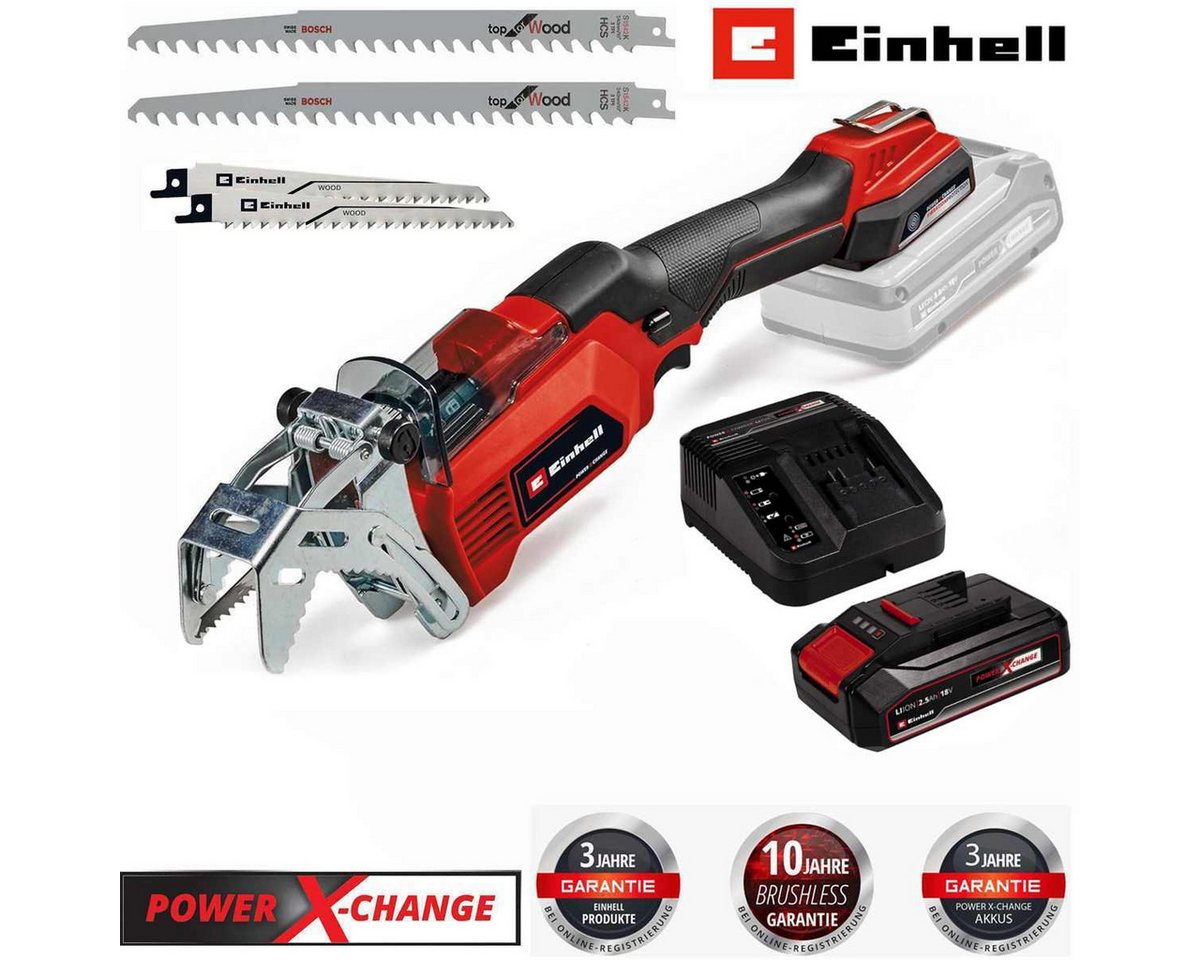 Einhell Akku-Säbelsäge Astsäge GE-GS 18 Li – Power X-Change 18 V & Akku 2,5 Ah Ladegerät Einhell Akku-Säbelsäge Astsäge GE-GS 18 Li – Power X-Change 18 V & Akku 2,5 Ah Ladegerät von Einhell