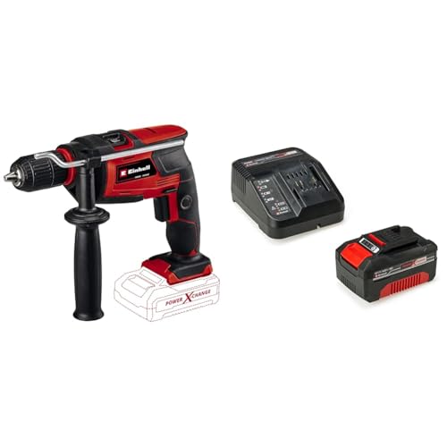 Einhell Akku-Schlagbohrmaschine TC-ID 18 Li Power X-Change (Li-Ion, 18 V, 1,5-13 mm Schnellspannbohrfutter, 13 mm Bohrleistung in Beton, Drehzahlelektronik, inkl. 4,0 Ah Akku und Ladegerät) von Einhell