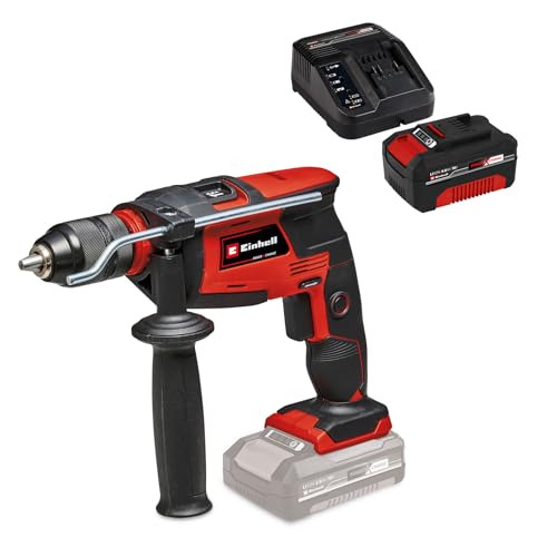 Einhell Akku-Schlagbohrmaschine TC-ID 18 Li Power X-Change (Li-Ion, 18 V, 1,5-13 mm Schnellspannbohrfutter, 13 mm Bohrleistung in Beton, Drehzahlelektronik, inkl. 4,0 Ah Akku und Ladegerät) von Einhell