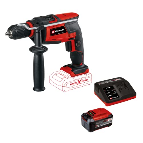 Einhell Akku-Schlagbohrmaschine TC-ID 18 Li Power X-Change (Li-Ion, 18 V, 1,5-13 mm Schnellspannbohrfutter, 13 mm Bohrleistung in Beton, Drehzahlelektronik, inkl. 5.2 Ah Akku und Ladegerät) von Einhell