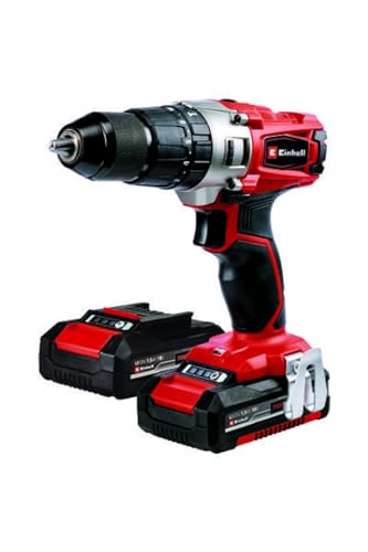 Einhell Akku Schlagbohrschrauber TE-CD 18/2 Li-i Set (18 V, Li-Ion, 13 mm Bohrfutter, Leerlaufdrehzahl 0-1250 min-1, Inkl. 2x1,5 Ah Akkus, Schnellladegerät und Aufbewahrungstasche) von Einhell