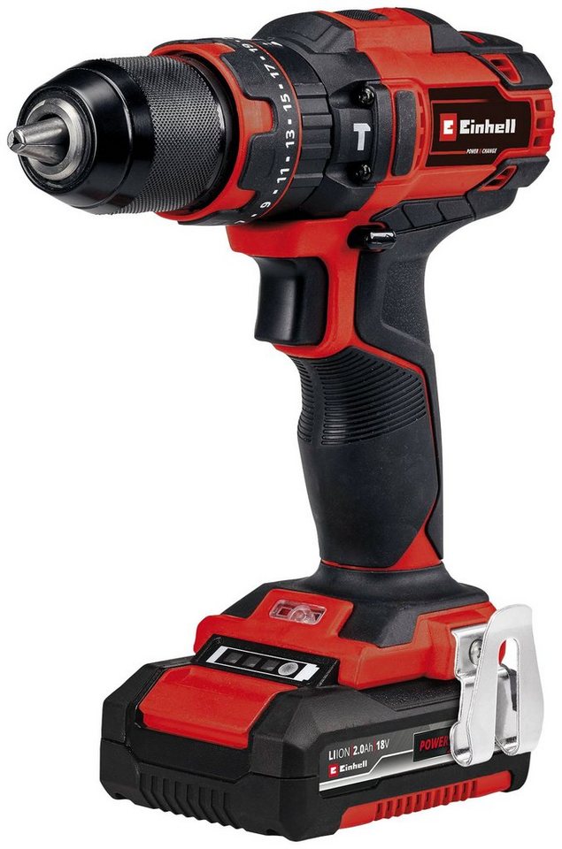 Einhell Akku-Schlagbohrschrauber TE-CD 18/40 Li-i +64, (Set), inkl. 2 Akkus, Schnellladegerät, 64-tlg. Zubehör und Koffer von Einhell