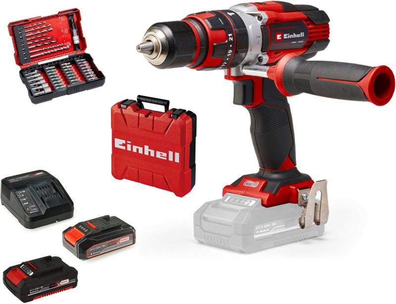 Einhell Akku-Schlagbohrschrauber TE-CD 18/48 Li-i Kit, (Set), Power X-Change, Inkl. 2 Akkus, Koffer und Zubehör von Einhell