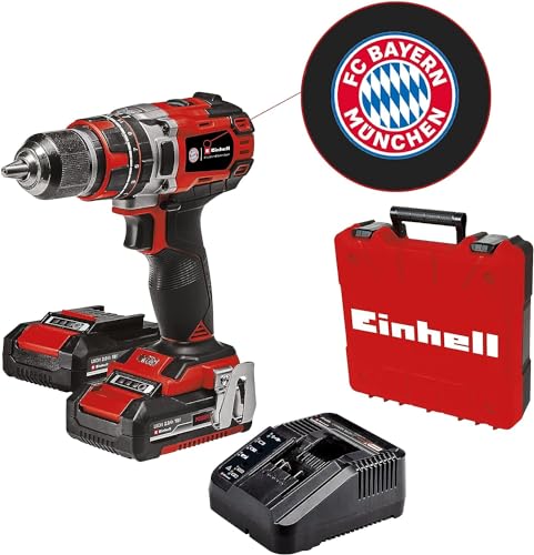 Einhell Akku-Schlagbohrschrauber TP-CD 18/50 Li-i BL FC Bayern Power X-Change (18 V, 50 Nm, Brushless, 2-Gang-Getriebe, inkl. 2x 2,0 Ah Akkus, Ladegerät, Koffer) von Einhell