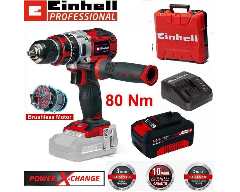 Einhell Akku-Schrauber Schlagbohrschrauber TP-CD 18/80 Li-i BL 80 Nm + Akku 4.0 Ah, Koffer von Einhell