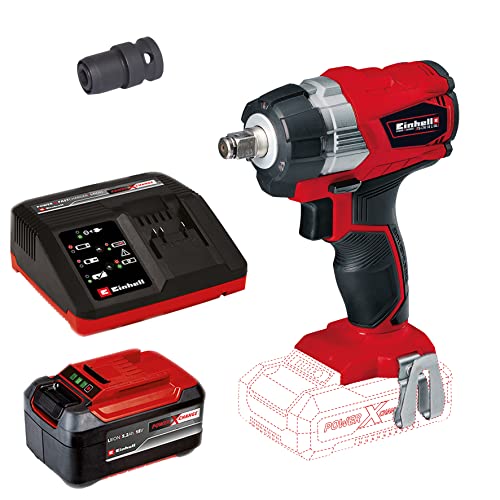 Einhell Akku Schlagschrauber TP-CW 18 Li BL Power X-Change (Lithium Ionen, 18 V, 215 Nm, LED Licht, Bit-Adapter zum Schrauben, inkl. 5.2 Ah Akku und Ladegerät) von Einhell