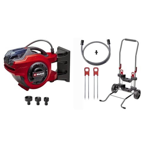 Einhell Akku-Schlauchtrommel GE-HR 18/30 WH Li-Solo (18 V, automatische Schlauchaufwicklung, 180° schwenkbar, 1,5 m Anschlussschlauch, ohne Akku & Schlauch, inkl. Schlauch- & Transportwagen) von Einhell