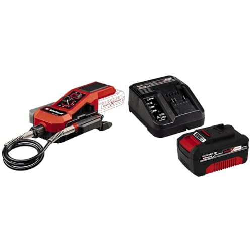 Einhell Akku-Schleif-/Gravur-Werkzeug TE-MT 18/34 Li Power X-Change (18 V, 92 cm Welle mit Gravurstift, Drehzahlregulierung, inkl. 55-tlg. Zubehör-Set, 4,0 Ah Akku und Ladegerät) von Einhell