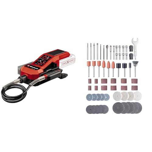 Einhell Akku-Schleif-/Gravur-Werkzeug TE-MT 18/34 Li Solo Power X-Change (18 V, 92 cm Welle mit Gravurstift, Drehzahlregulierung, inkl. 55-tlg. Zubehör-Set, ohne Akku) von Einhell