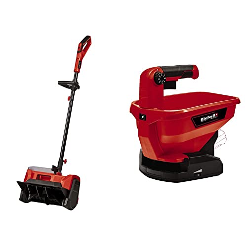 Einhell Akku-Schneefräse GE-ST 36/40 Li E-Solo Power X-Change (Li-Ion, 36 V, Arbeitsbreite 40 cm), rot/schwarz & Universal Streuer GE-US 18 Li-Solo Power X-Change (Lithium-Ionen, 3,3 l), Rot/Schwarz von Einhell