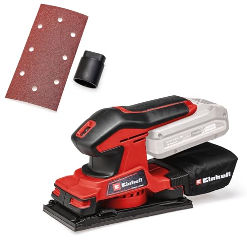 Einhell Akku-Schwingschleifer TC-OS 18/187 Li Solo Power X-Change (Lithium-Ionen, Micro-Klett, Griffflächen mit Softgrip, inkl. 1x Schleifpapier, ohne Akku und Ladegerät), Rot von Einhell