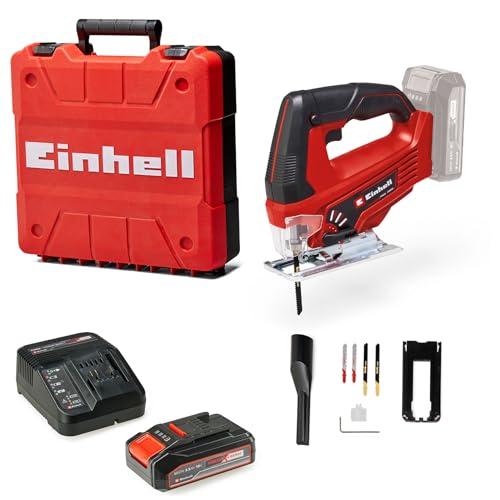 Einhell Akku-Stichsäge TC-JS 18 Li (1x2,5 Ah) Power X-Change (Li-Ion, 18 V, Pendelhubfunktion, Absaugadapter, inkl. 1x 2,5 Ah Akku, Ladegerät und Koffer) von Einhell