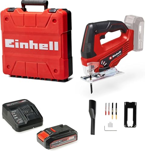 Einhell Akku-Stichsäge TC-JS 18 Li (1x2,5 Ah) Power X-Change (Li-Ion, 18 V, Pendelhubfunktion, Absaugadapter, inkl. 1x 2,5 Ah Akku, Ladegerät und Koffer) von Einhell