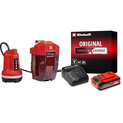 Einhell Akku-Tauchdruck/Regenfasspumpe GE-PP 18 RB Li Power X-Change (Li-Ion, 18 V, Förderdruck max. 2 bar, max. 3000 L/h, flexible Batteriebox, inkl. 4 Ah Akku und Ladegerät) von Einhell