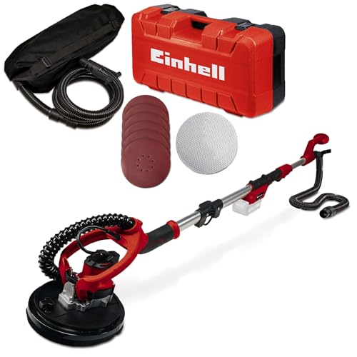 Einhell Akku-Trockenbauschleifer TP-DW 18/225 Li - Solo Power X-Change (Lithium-Ionen, inkl. Verlängerungsschlauch, Staubfangsack, Schleifpapier uvm. ohne Akku und Ladegerät), Rot von Einhell