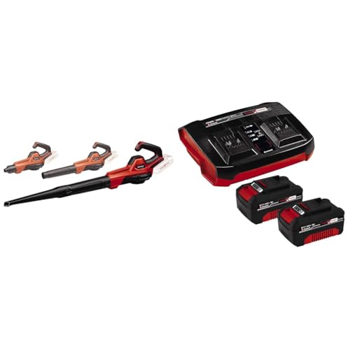 Einhell Akku-Universalbläser GE-UB 18/250 Li E Power X-Change (18 V, 250 km/h Luftgeschwindigkeit, 3-tlg. Rohr, elektr. Drehzahlregelung mit LED-Anzeige, inkl. 2x 4 Ah Akku und Twincharger) von Einhell