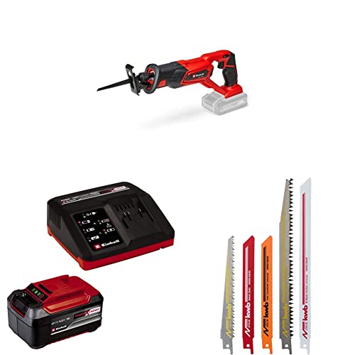 Einhell Akku-Universalsäge TE-AP 18/22 Li Power X-Change (18 V, Li-Ion, 2600 min-1 max. Hubzahl, max. 100 mm Schnitttiefe, inkl. 5,2 Ah Akku, Fastcharger und Sägeblatt-Set) von Einhell