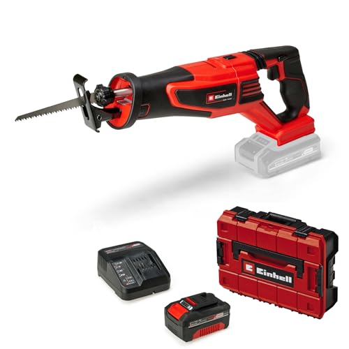 Einhell Akku-Universalsäge TE-AP 18/28 Li BL Power X-Change (Li-Ion, 18 V, 28 mm Hubhöhe, bürstenloser Motor, drehbarer Hauptgriff, Anti-Vibrations-Funktion, inkl. 4,0 Ah Akku und Ladegerät, Koffer) von Einhell