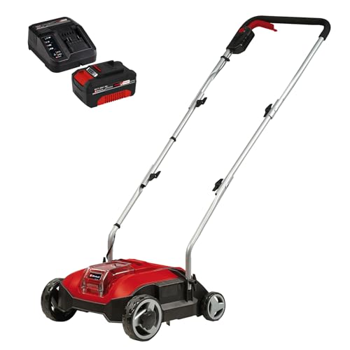 Einhell Akku-Vertikutierer GC-SC 18/28 Li Power X-Change (18 V, Brushless, 28 cm Messerwalze, 3-stufige Arbeitstiefeneinstellung, inkl. 4,0 Ah Akku, Ladegerät und Ersatzlüfterwalze) von Einhell