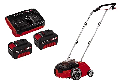 Einhell Akku-Vertikutierer-Lüfter GC-SC 36/31 Li Power X-Change (Lithium-Ionen, 36 V, 31 cm Arbeitsbreite, 3-in-1-Kombi, kugelgelagerte Messerwalze mit 8 Messern, inkl. 2x 3,0 Ah Akku und Twincharger) von Einhell