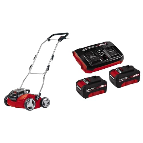 Einhell Akku Vertikutierer-Lüfter GE-SC 35/1 Li Solo Power X-Change (Lithium Ionen, 2 x 18 V, Arbeitsbreite 350 mm, ohne Akku und Ladegerät) + Twincharger PXC-Starter-Kit von Einhell