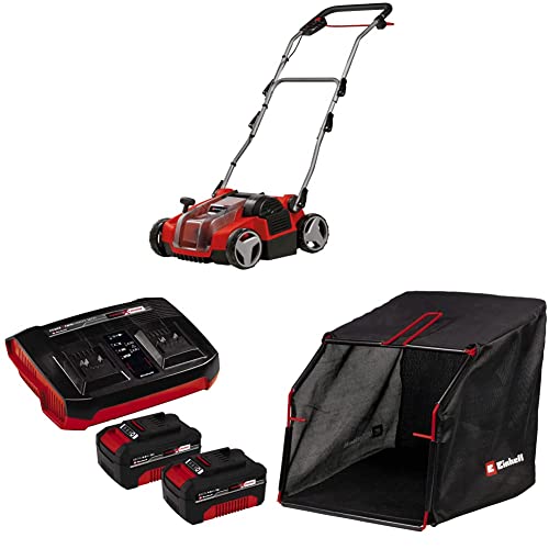 Einhell Akku-Vertikutierer-Lüfter GE-SC 36/35 Li Power X-Change (36 V, 35 cm Arbeitsbreite, Brushless, Messerwalze mit 16 Messern, inkl. 2x 4,0 Ah Akku, Twincharger und Ersatzfangsack) von Einhell