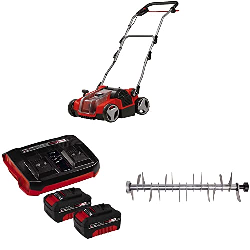 Einhell Akku-Vertikutierer-Lüfter GE-SC 36/35 Li Power X-Change (36 V, 35 cm Arbeitsbreite, Brushless, Messerwalze mit 16 Messern, inkl. 2x 4,0 Ah Akku, Twincharger und Ersatzmesserwalze) von Einhell