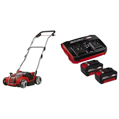 Einhell Akku-Vertikutierer-Lüfter GE-SC 36/35 Li Power X-Change (36 V, 35 cm Arbeitsbreite, Brushless, Messerwalze mit 16 Messern, klappbarer Führungsholm, inkl. 2x 4,0 Ah Akku und Twincharger) von Einhell