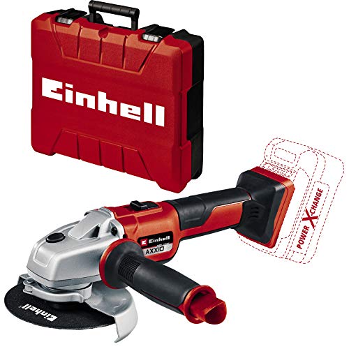 Einhell Akku-Winkelschleifer AXXIO Power X-Change (18 V, Li-Ion, ohne Akku, ohne Ladegerät und ohne Trennscheibe) + Koffer E-Box M55/40 für universelle Aufbewahrung von Werkzeug und Zubehör von Einhell