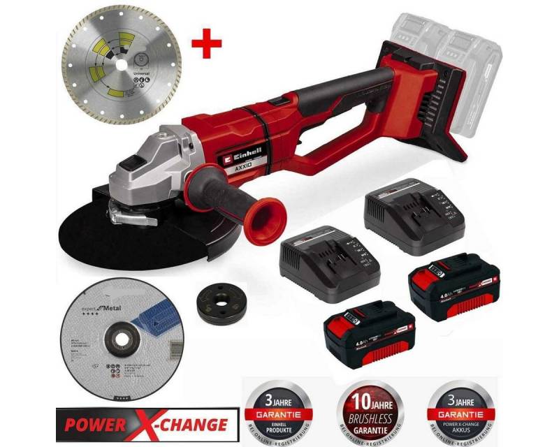 Einhell Akku-Winkelschleifer Einhell AXXIO 18/125 Q Li-18 V,mit Akku 4 Ah / Ladegerät Trennscheiben von Einhell
