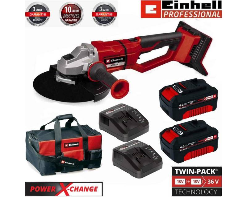 Einhell Akku-Winkelschleifer Professional Winkelschleifer AXXIO 36/230 Q 36V,Akku 4.0 Ah + Tasche von Einhell