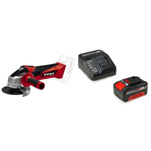 Einhell Akku-Winkelschleifer TC-AG 18/115 Li Power X-Change (Li-Ion, 18 V, 8.500 U/Min, max. Schnitttiefe 28 mm, inkl. 4,0 Ah Akku und Ladegerät, ohne Trennscheibe) von Einhell