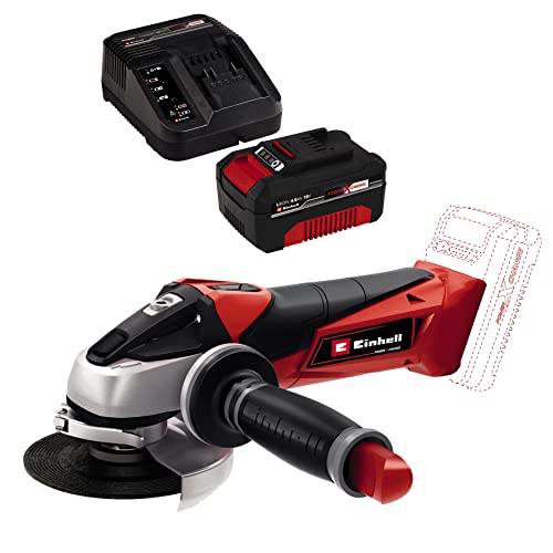 Einhell Akku-Winkelschleifer TE-AG 18/115 Li Power X-Change (Li-Ion, 8.500 min-1, Wiederanlauf-, Überlast- & Scheibenschutz, inkl. 4,0 Ah Akku und Ladegerät) von Einhell