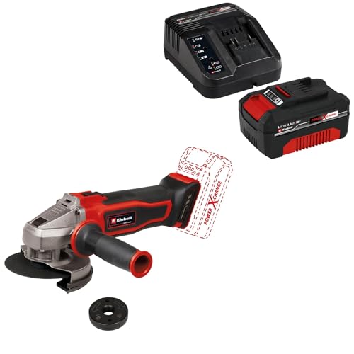 Einhell Akku-Winkelschleifer TE-AG 18/115 Q Li Power X-Change (18V, 115 mm Scheibendurchmesser, 28 mm Schnitttiefe, Quick Fix Nut, ohne Trennscheibe, inkl. 4,0 Ah Akku und Ladegerät) von Einhell