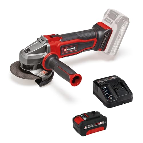 Einhell Akku-Winkelschleifer TE-AG 18/115 Q Li Power X-Change (18V, 115 mm Scheibendurchmesser, 28 mm Schnitttiefe, Quick Fix Nut, ohne Trennscheibe, inkl. 4,0 Ah Akku und Ladegerät) von Einhell